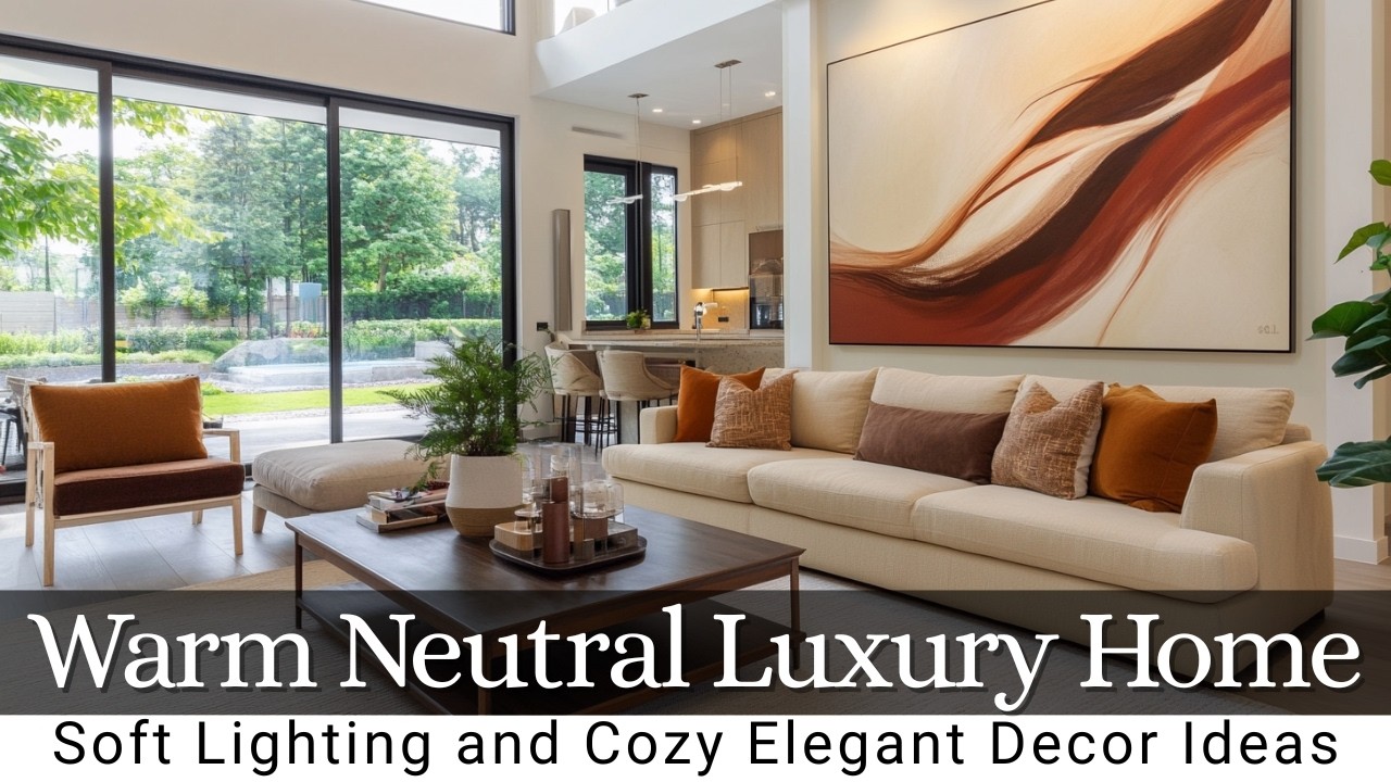 Warm Neutral Luxury Home Interiors Styling with Soft Lighting and Cozy Elegant Decor Ideas