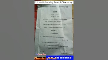 Kolhan University #Sem-4 #CC-10 #chemistry #2022 #honourspaper