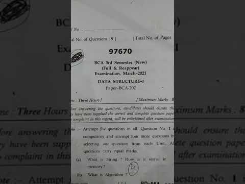 BCA 3rd sem (MDU) 2021 Data structure - 1 - YouTube