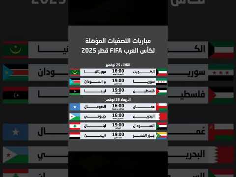 إليكم جدول مباريات التصفيات المؤهلة ل كأس العرب 2025 قطر  المغرب الجزائر 