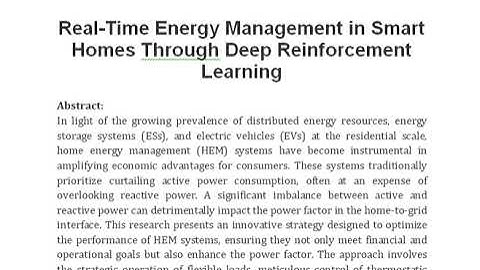 Real Time Energy Management in Smart Homes Through Deep Reinforcement Learning