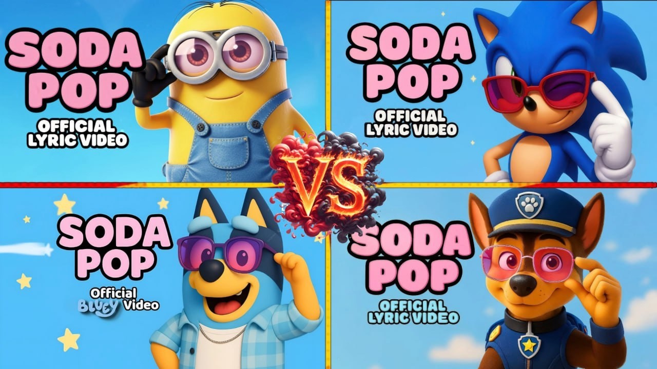 paw patrol🆚bluey🆚minions🆚sonic SODA POP MEGA BATTLE 🎵 Who Is Best#