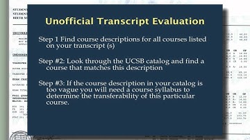 Preliminary Transcript Evaluation