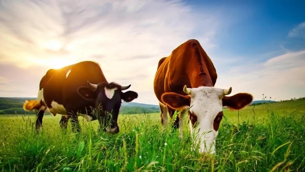 Cows on Green Pasture – Nature Relaxation Video.