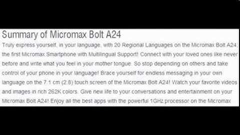 micromax bolt a24 full specification features & price
