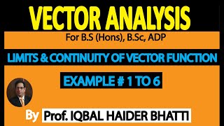 Limit and Continuity of Vector Function with [Example 1,2,3,4,5 & 6] | Vector Analysis | (Lec 34)