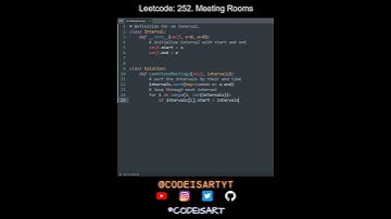 Leetcode 252. Meeting Rooms in Python | Python Leetcode | Python Coding Tutorial | Python Code ASMR