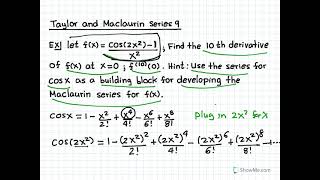 SFU Math 152 tutor Taylor & Maclaurin Series 9 Video tutorial 254