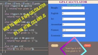 How to make a GPA calculator in bangla/ using html Css and Javascript step by step 2021