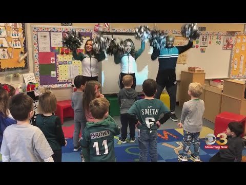 Eagles cheerleaders surprise students at J.F. Tatem Elementary School