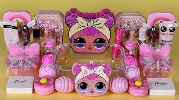 PINK SLIME. Mixing makeup and glitter into Clear Slime. Satisfying Slime Videos 2160p.