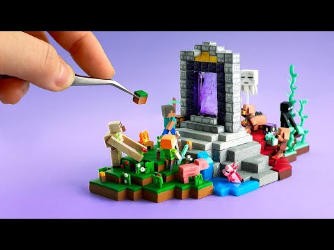 Making Tiny Minecraft Nether Portal Miniature - clay ASMR
