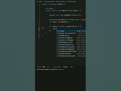 A program in java to check whether a number is a buzz number or not. # ...