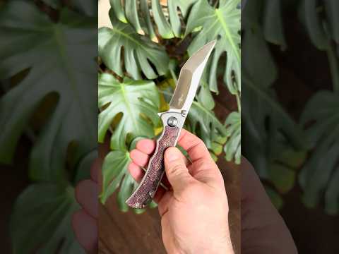 Twosun TS336 Wong Knife Design 14C28N Recurve Tanto Purple Dyed Micarta Titanium Framelock 