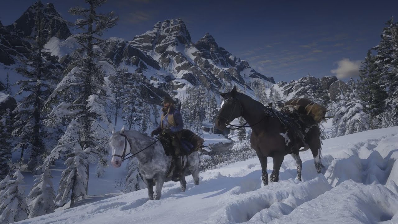 RDR 2 (no HUD immersive RP) - taking 2 pack horses of the snowy mountains (pt. 2) - LP 28 - YouTube