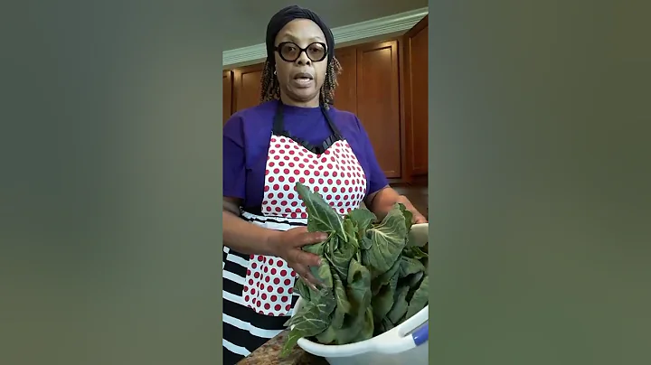 Cooking Collard Greens Pt. 1 cleaning and removing...