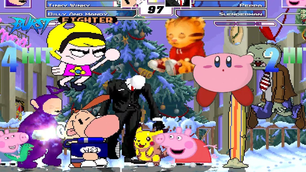 Tinky Winky, Billy & Mandy, Kirby, & Pikachu  vs  Peppa Pig, Slenderman, Daniel Tiger, & PVZ Zombie