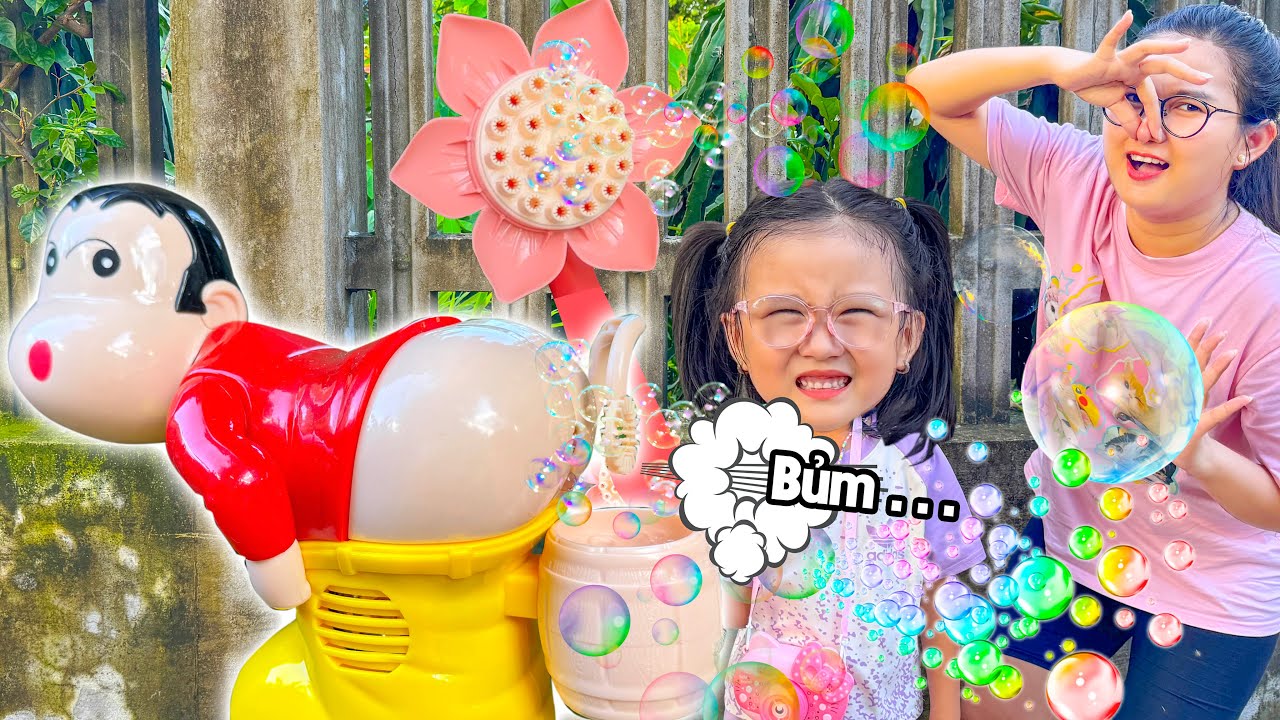 Cam Cam review các loại súng phun bong bóng nhiều nòng.