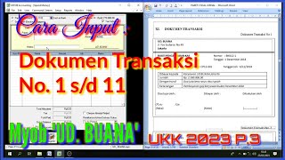 Myob UD. Buana || UKK 2023 P.3 || Cara Input Dokumen Transaksi No. 1 s/d 11 || Part. 3