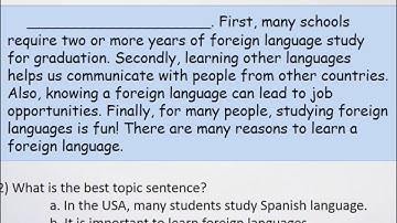 Paragraphs (Part II)  - Topic Sentences