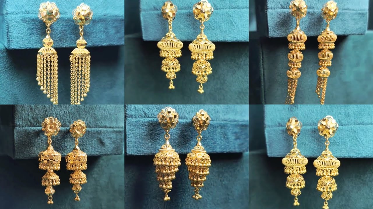 Latest gold earrings tops design 
