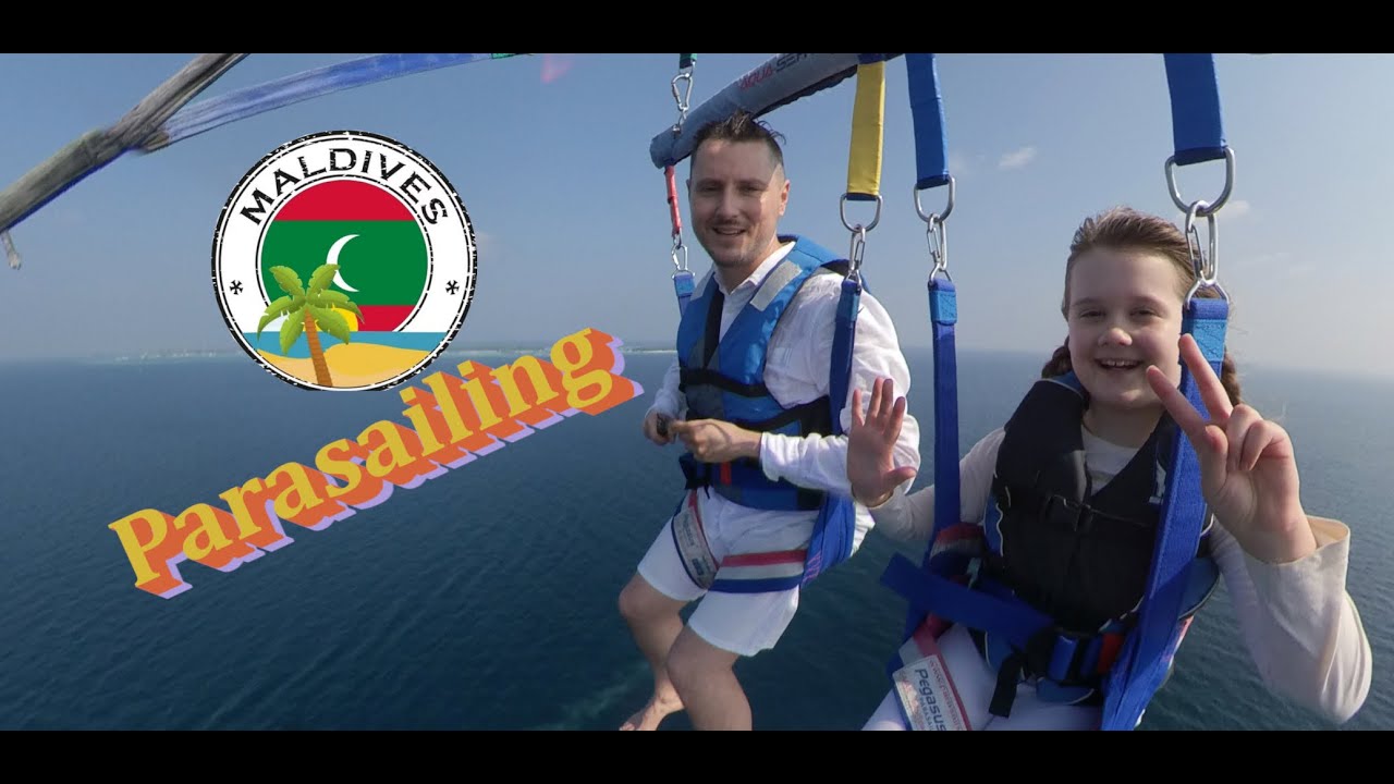 Parasailing in Maldives with 8 year old girl