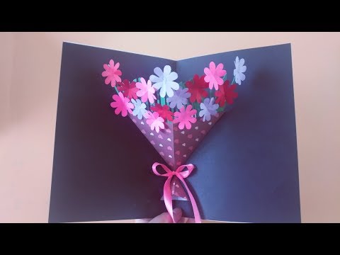 母亲节创意立体花朵折纸贺卡，打开有一束漂亮的花，简单易学有心意