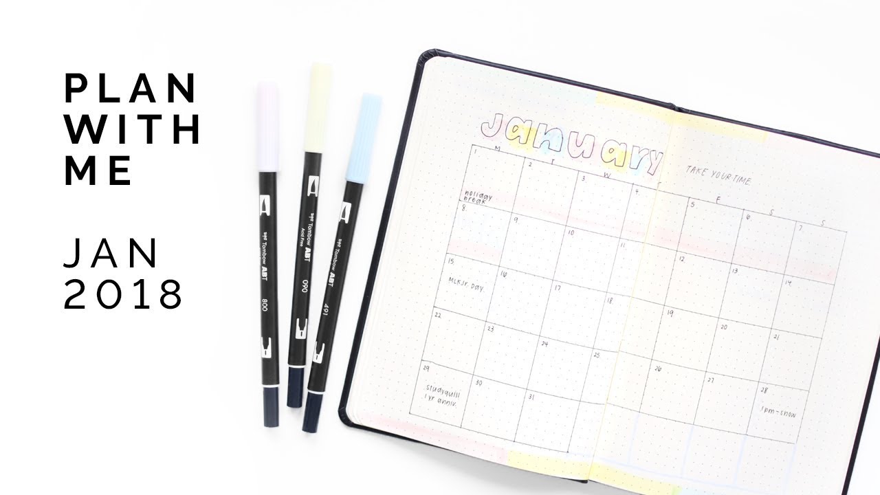 pastel bullet journal plan with me 💛 january 2018