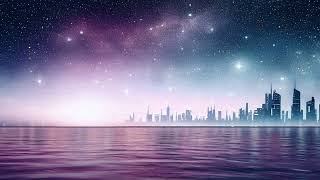 AI Art futuristic skyline waterfront ambience ( live wallpaper screensaver )