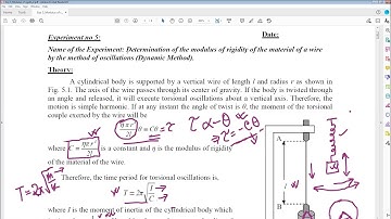 Determination of the modulus of rigidity of the material of a wire by the method of oscillations.