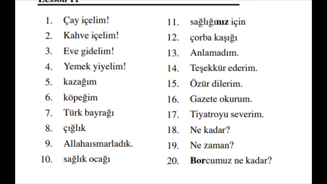 11. Turkish Reading lesson