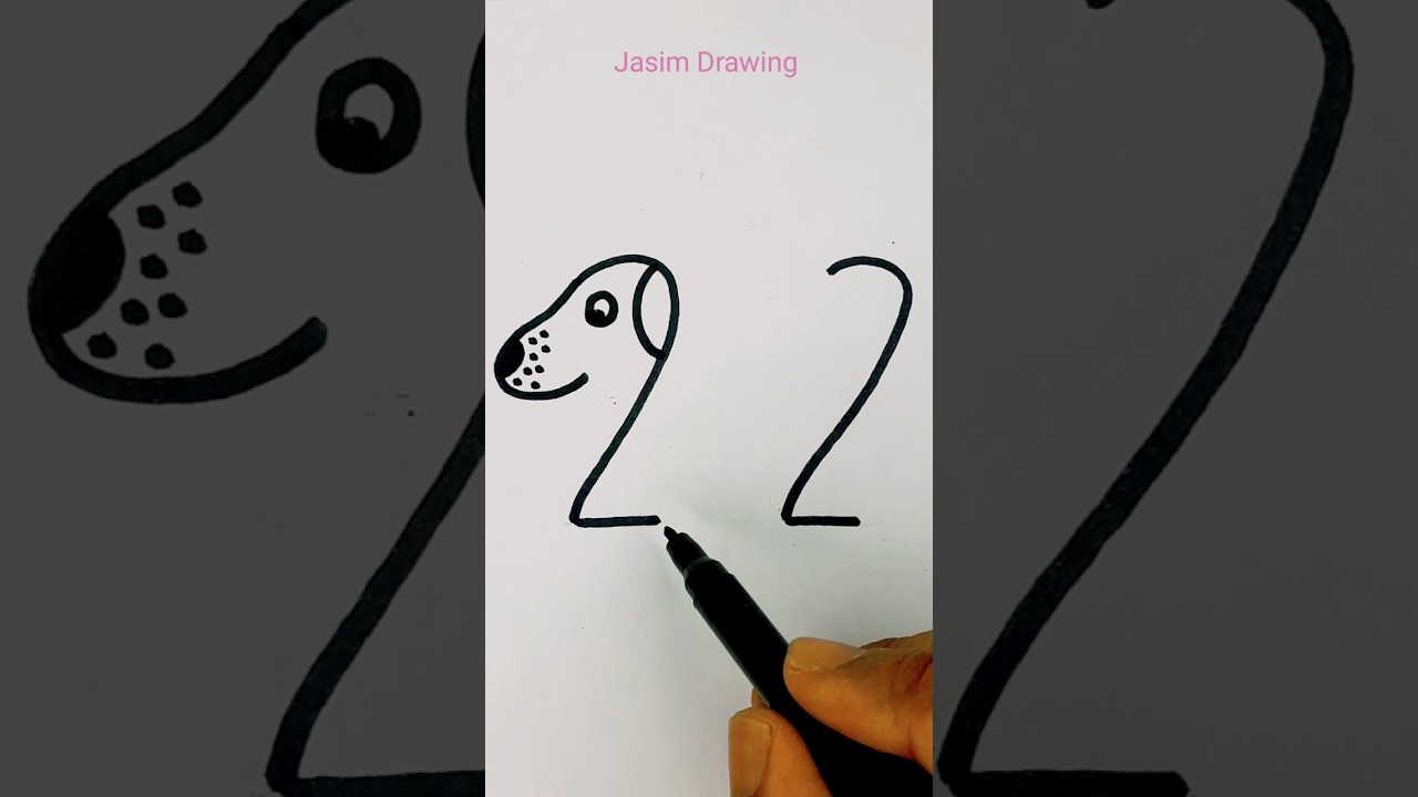 How to Draw Easy Dog 🐕 From Number 22 | Number Drawing Easy - YouTube