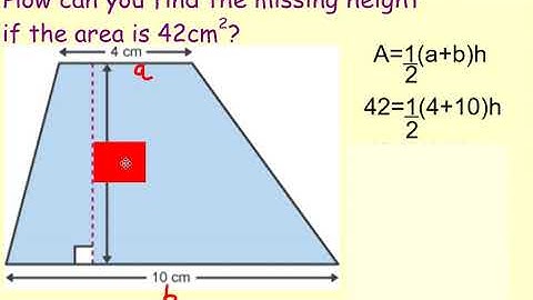 How to calculate a missing dimension in a trapezium, when given its area.