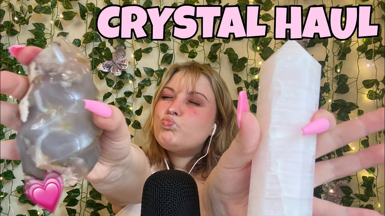 ASMR chaotic fairly large crystal haul! tapping, scratching, and all other good crystal sounds ✨💗