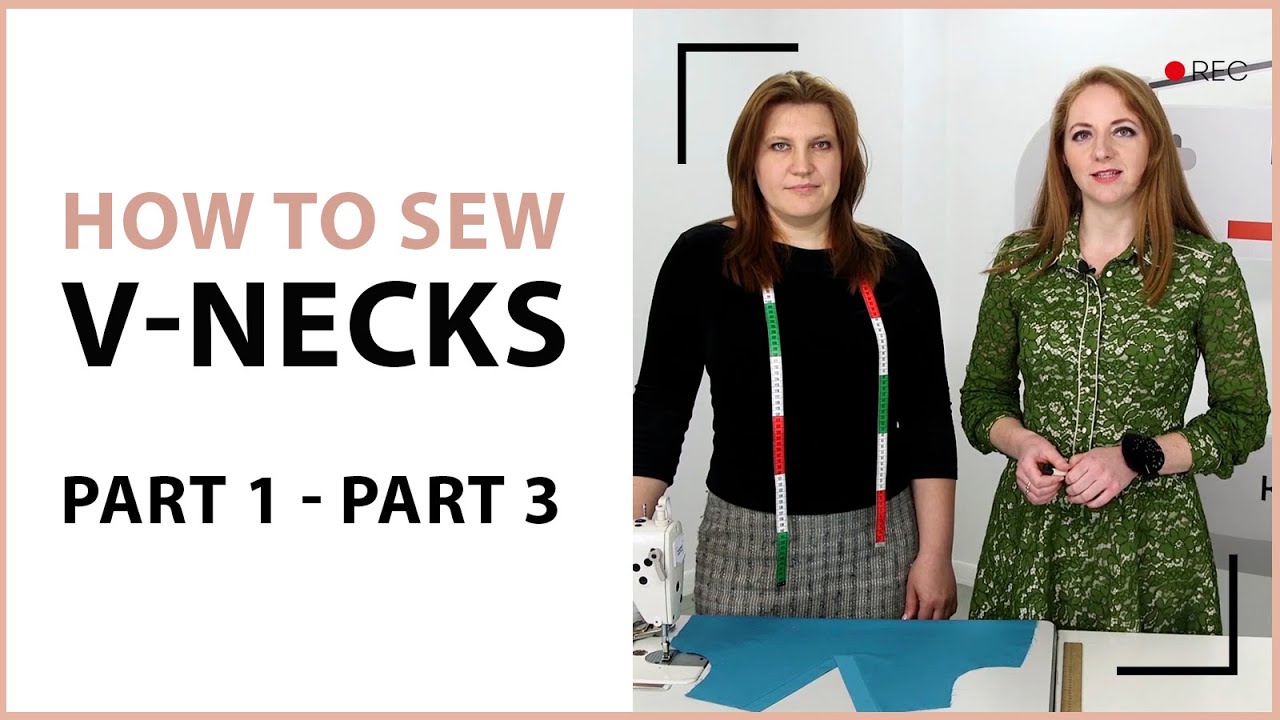 How to draw Vnecks. How to edge a Vneck with the plackets. How to sew