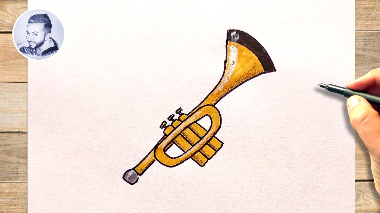 Comment dessiner une trompette facile à dessiner - YouTube