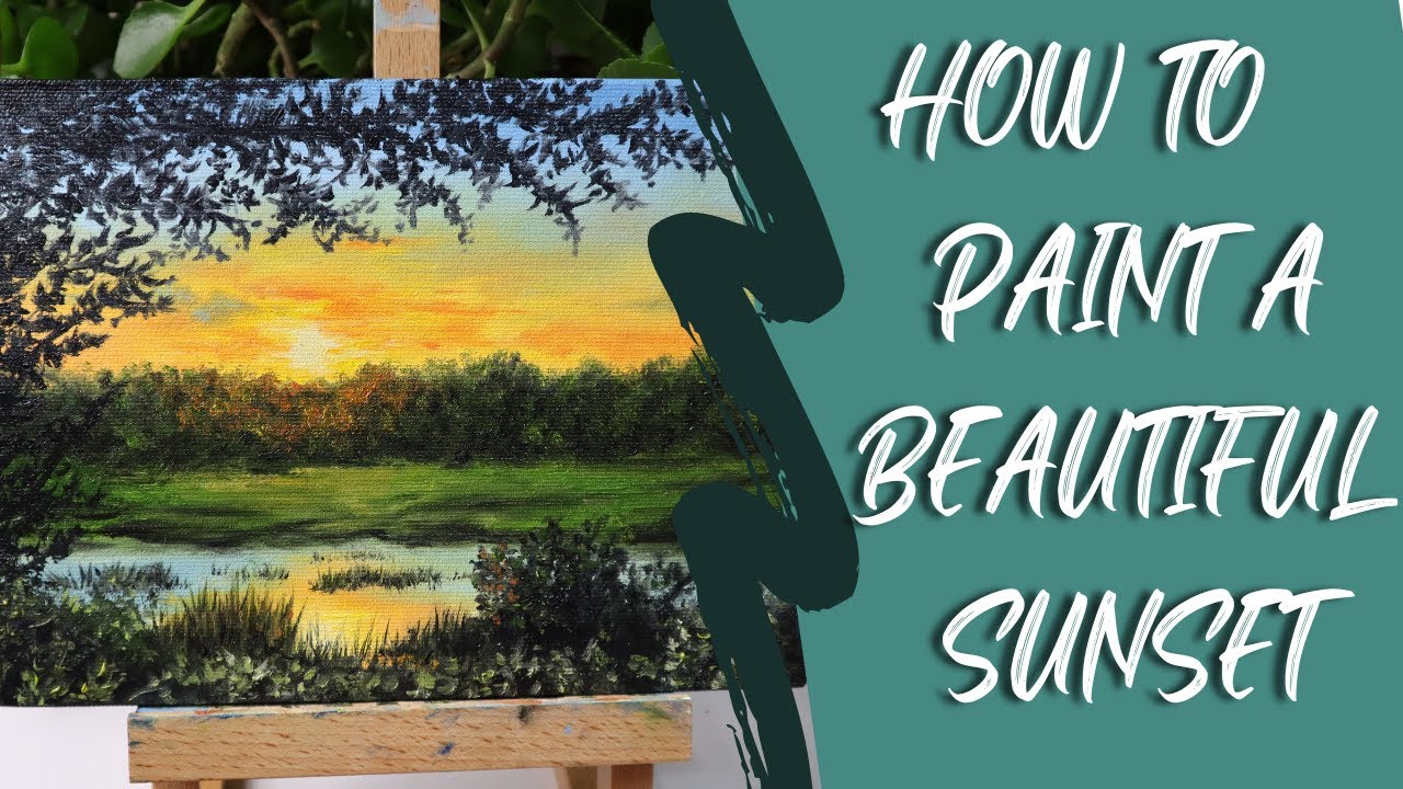 How to paint a beautiful sunset landscape with oil paint | Paint with Zentosa