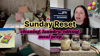 SPRING SUNDAY RESET ROUTINE 2024 (cleaning, laundry, meal prep, working out) 💐