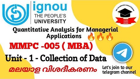 Collection of Data - unit 1 | MMPC 005- Quantitative Analysis for Managerial Applications|IGNOU MBA