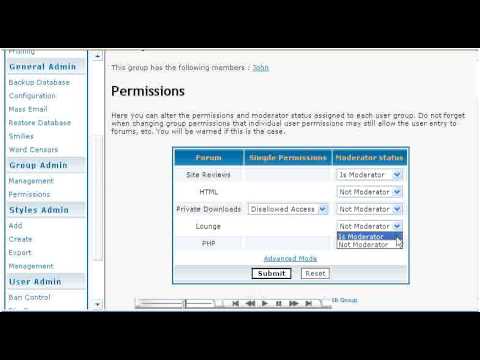 Setting group permissions in PHPBB