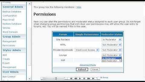 Setting group permissions in PHPBB