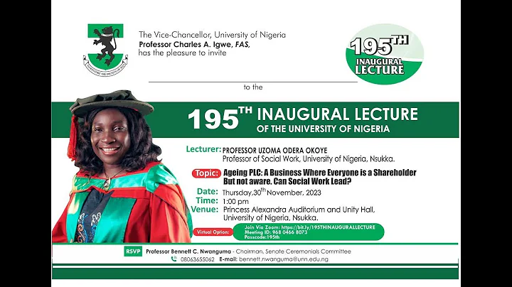The 195th Inaugural Lecture of The University of Nigeria by Prof. Uzoma Odera Okoye