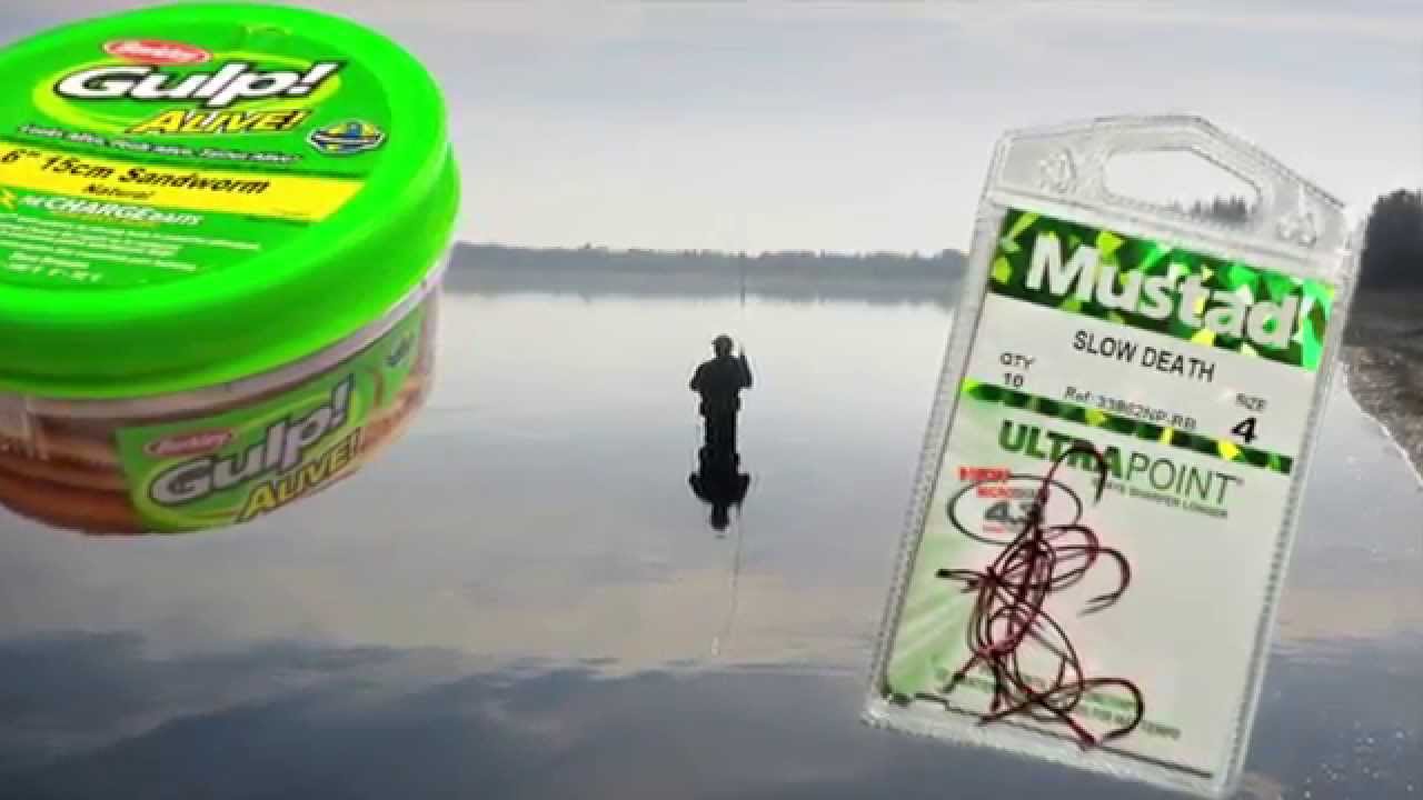 Gulp Alive Bait Sandworms with Mustad Slow Death Hooks