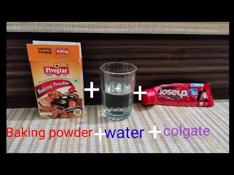 Baking powder+water+colgate Reaction experiment with Miss madiha