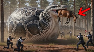 Heartbreaking Attack! Heroic Rescue Team Save Horse From Giant Python! 🥹🐍