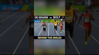 When Usain Bolt & De Grasse Smiled at each other. Behind the smile.