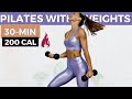 30-MIN FULL BODY WORKOUT with weights (pilates-inspired low-impact high burn with dumbbells + abs)