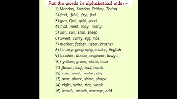 15 Examples of Alphabetical Order for Practice #alphabeticalorder #languagestudy #shortinstudy