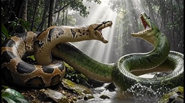 The girl who survived P7. Giant Python vs Crocodile Battle in the Wild Jungle   Karon survival