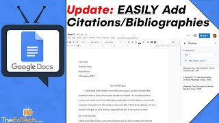 Google Docs How To Add Citations and Bibliography Update Tutorial 2021  (MLA, APA, Chicago)